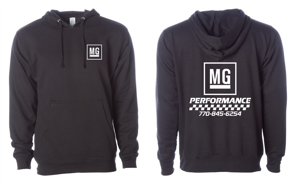 Black Hoodie with White MG Design