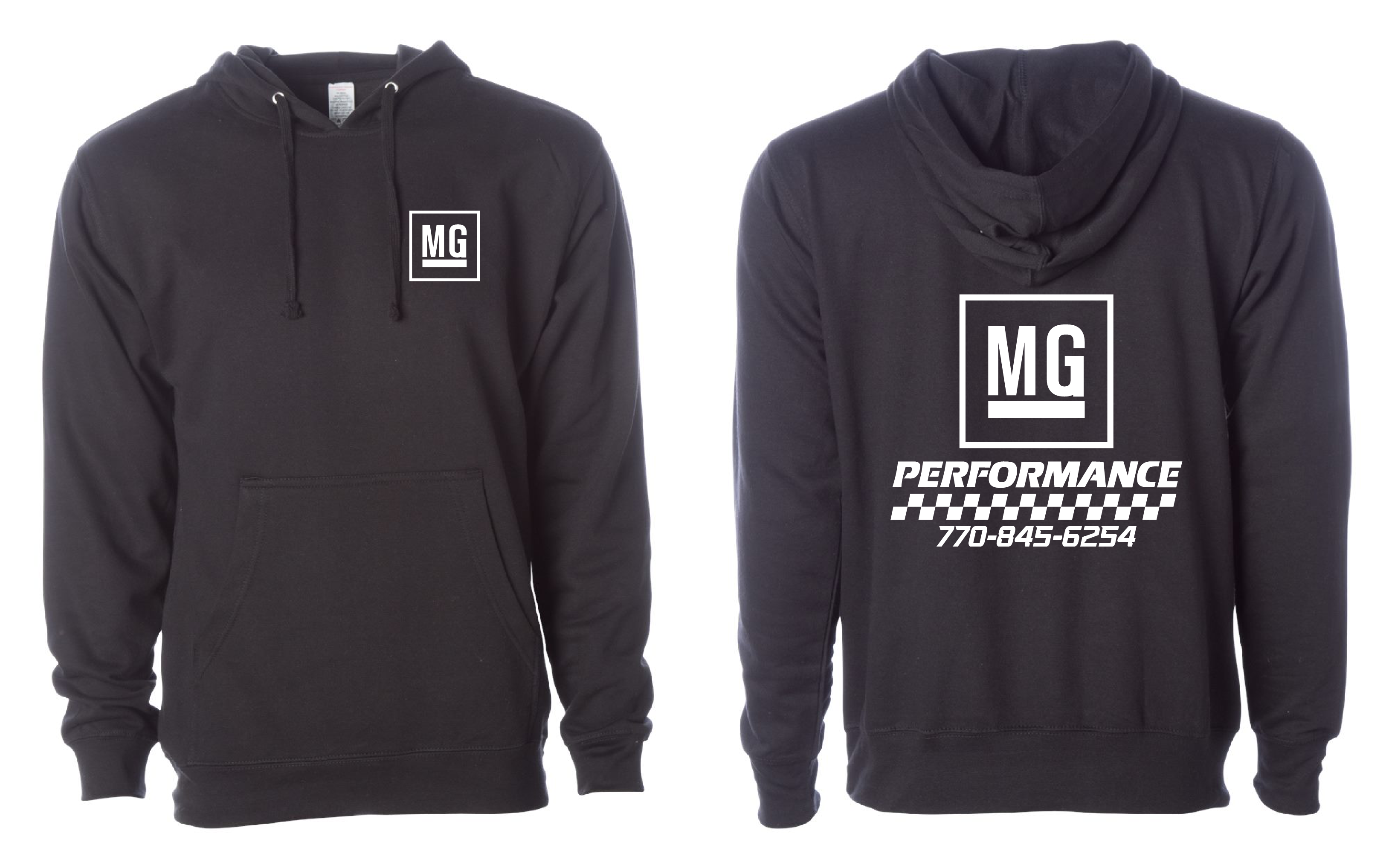 Black Hoodie with White MG Design