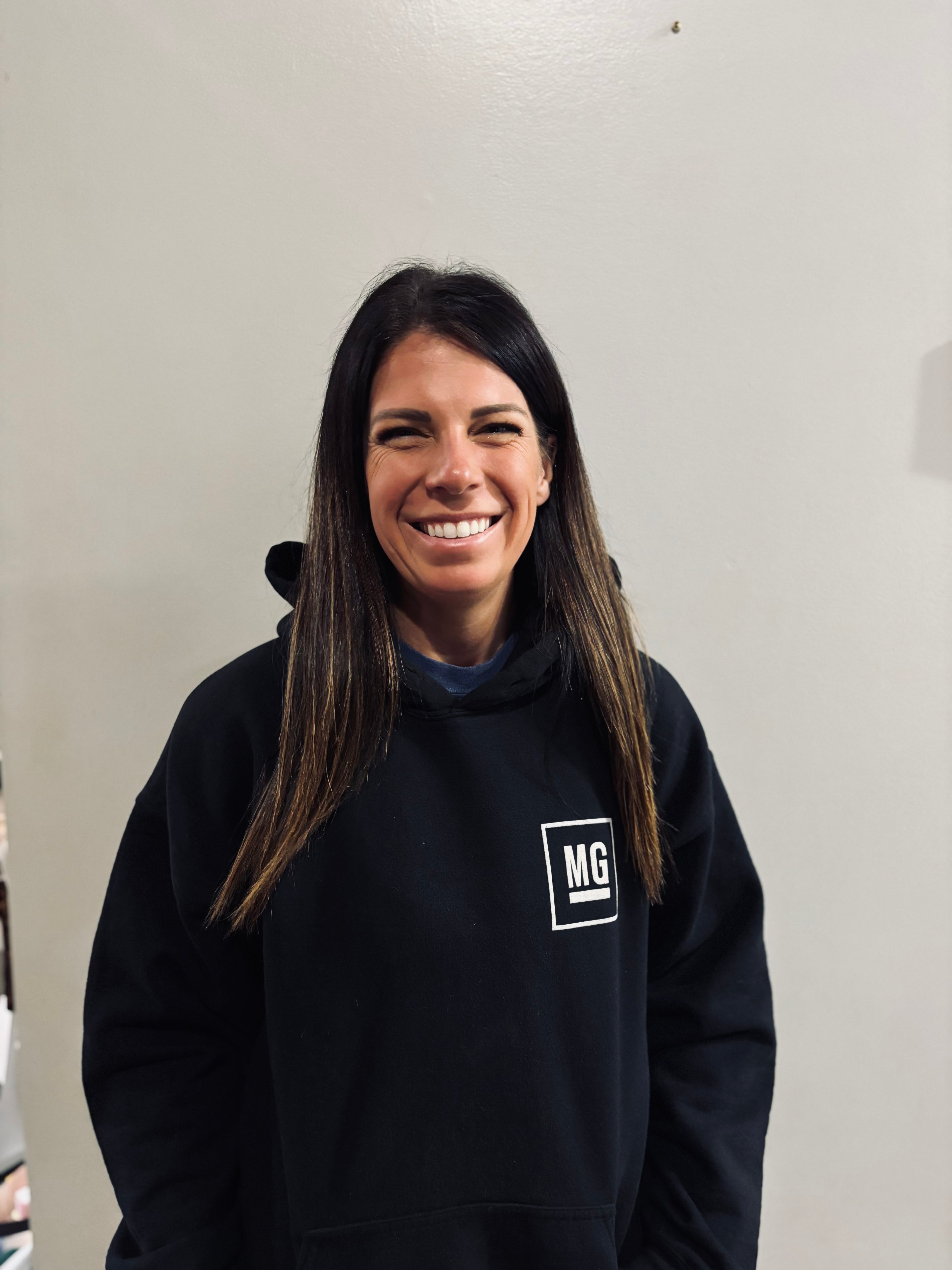 Black Hoodie with White MG Design